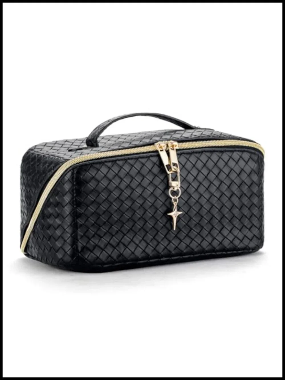Waterproof Faux Leather Travel Flat Toiletry Bag Cosmetic Organizer Handle